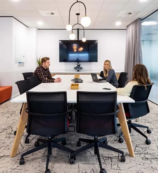Team collaborating in modern office